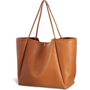 Hoxis Women Orange PU+Polyester Weekender Oversize Vegan Leather Tote Handbag